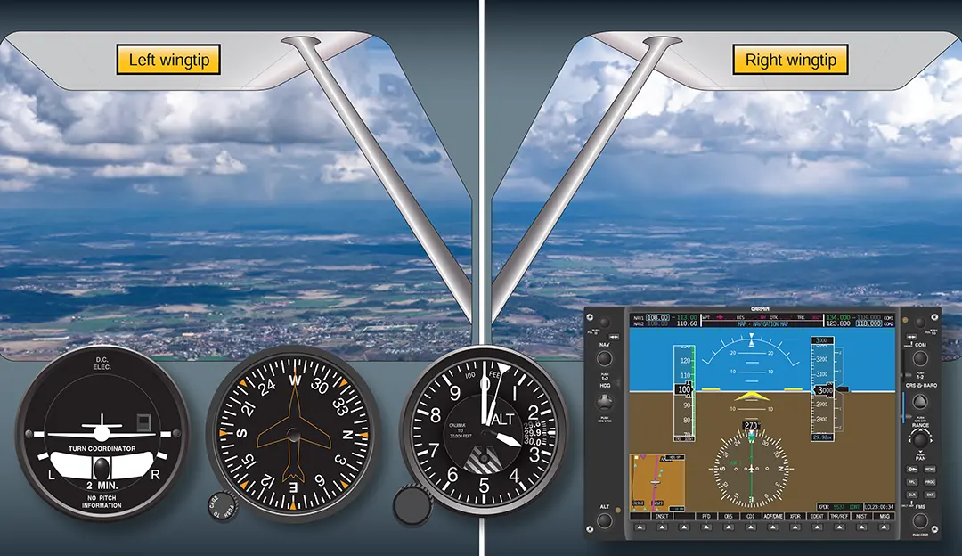 Wingtip reference for straight-and-level flight