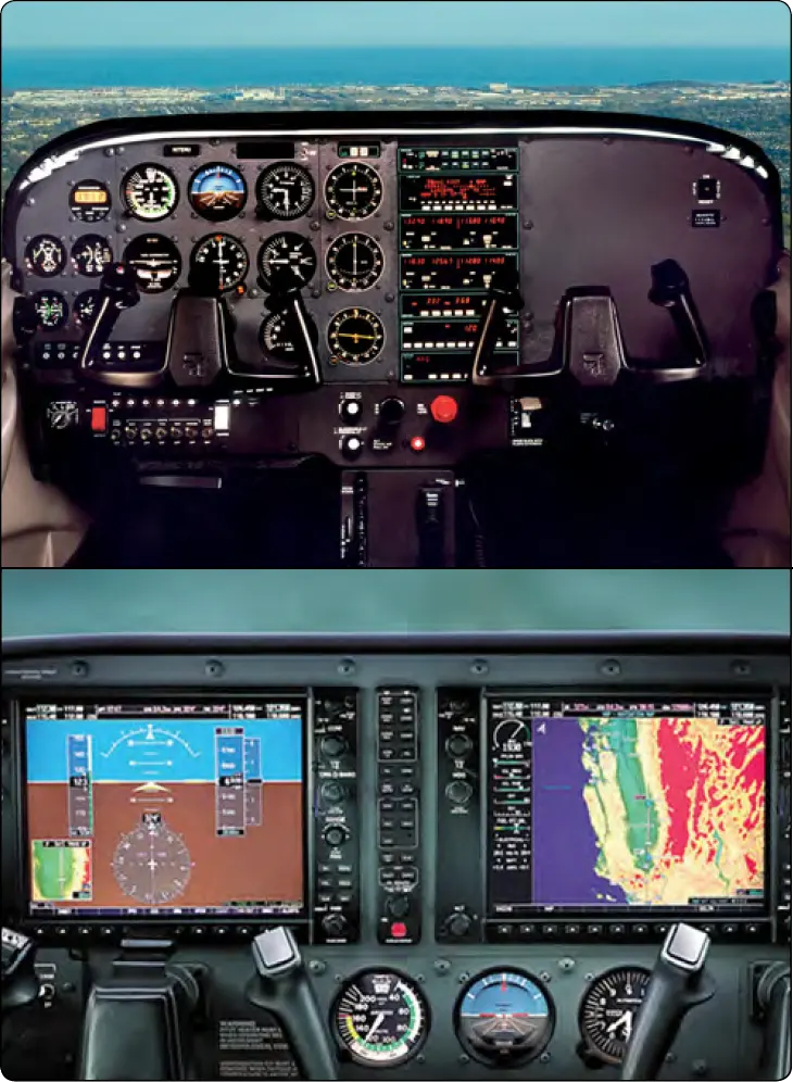 Analog display and digital display from a Cessna 172 aircraft