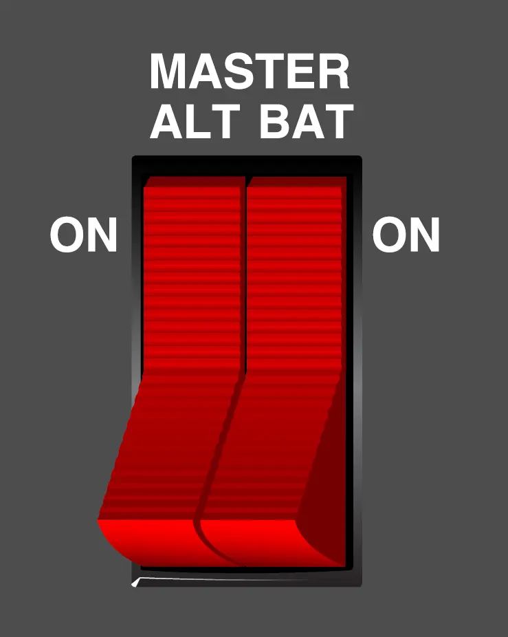 Aircraft alternator and battery master switch