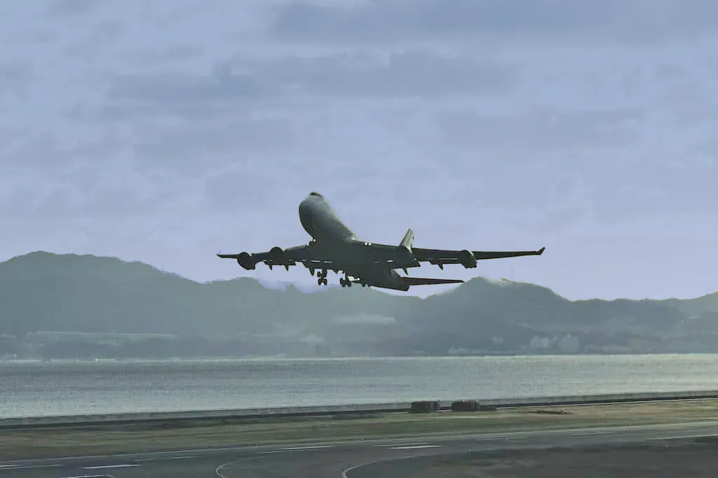 Large commercial airplane take off