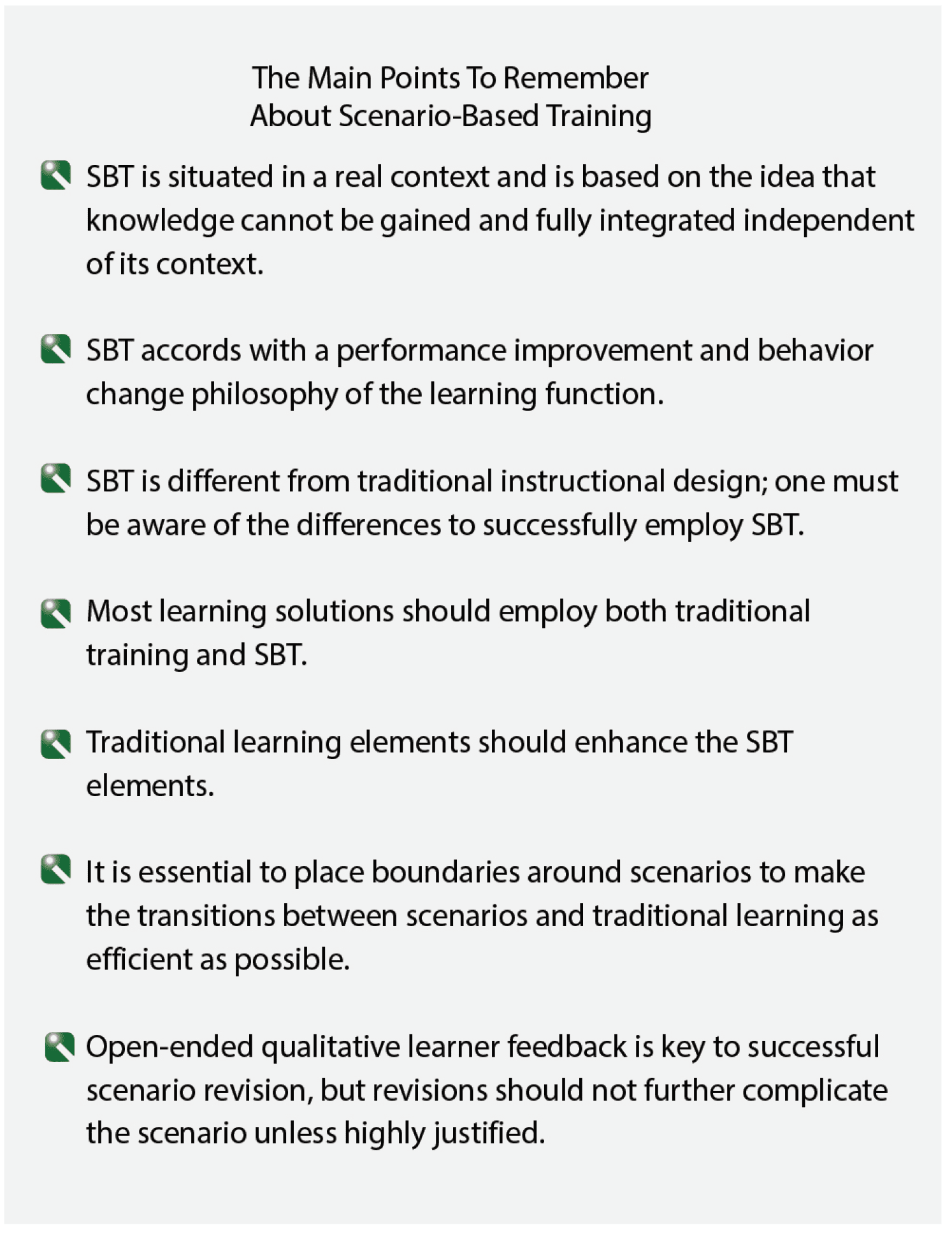 Points to remember about scenario-based training Planning Instructional Activity